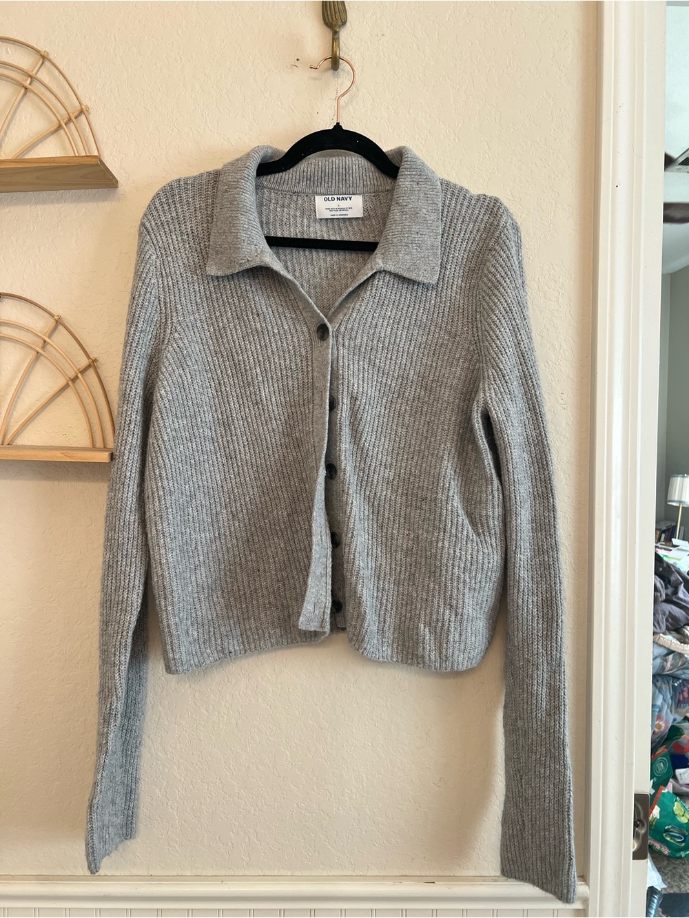 Old Navy Women’s Gray Collared Button Front Cardigan Sweater Size Large